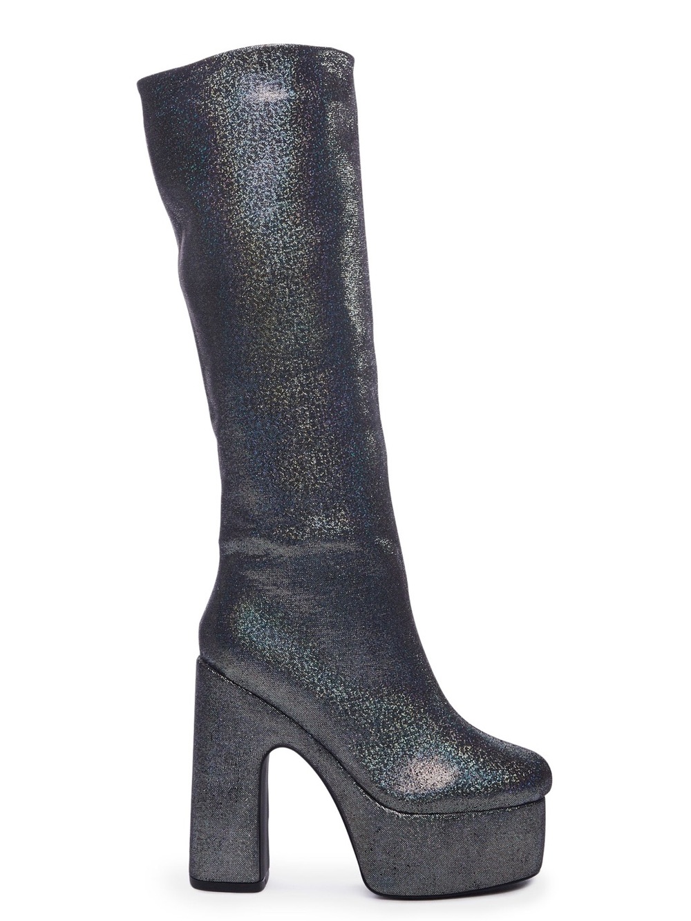 Womens Iridescent Silver Platform Boots NWT!